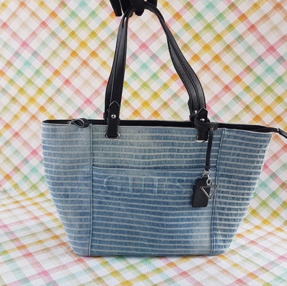 GUESS Tote Bag, Blue Shoulder Bag